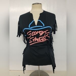George Strait Concert Fringe Tee Upcycled